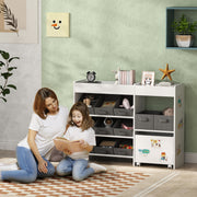 White Kids Toy Storage Unit with 11 Bins Cabinet and Shelves for Nursery or Playroom by AIYAPLAY