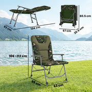 Folding Camping Chair with Adjustable Recline and Padded Seat for Outdoor Comfort Grey Outsunny