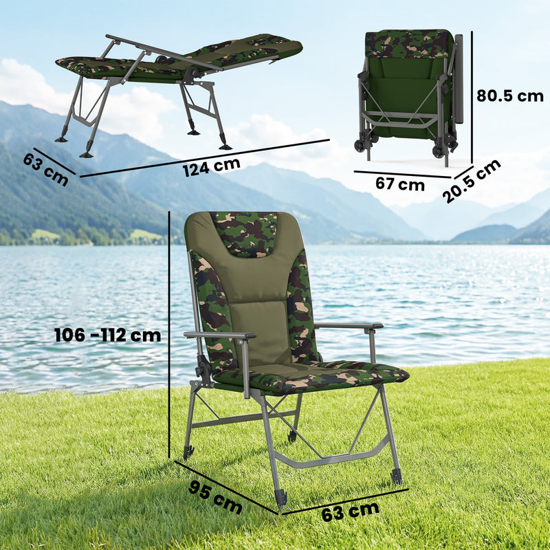 Folding Camping Chair with Adjustable Recline and Padded Seat for Outdoor Comfort Grey Outsunny