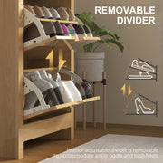 Slim Wooden Shoe Cabinet with 3 Drawers and Adjustable Shelves for 18 Pairs by HOMCOM