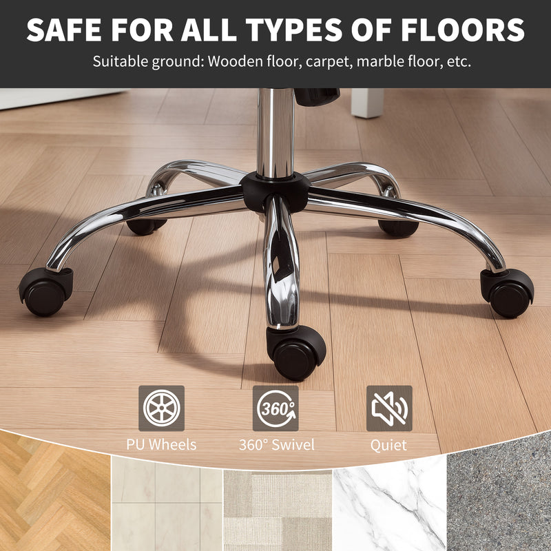 Grey Velvet Feel Swivel Office Chair With Padded Seat And Adjustable Height