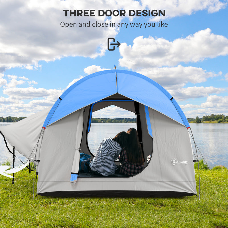 Car Camping Tent for Hatchbacks and SUVs with Quick Setup and Weather Protection Grey and Blue