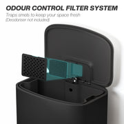 50L Pedal Kitchen Bin with Soft Close Lid and Removable Inner Bucket for Home Black