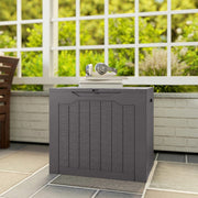 Outdoor Garden Storage Box with Lid  Water Resistant Lockable Plastic Deck Box Storage Container for Cushions, Wellies, Logs, Coal & Garden Tools (93L)