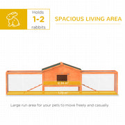 Wooden Rabbit Hutch with Run and Pull Out Tray for Outdoor Use with Ramps, Orange