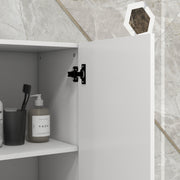 Tall Slim White High Gloss Bathroom Cabinet with Multi Storage by Kleankin