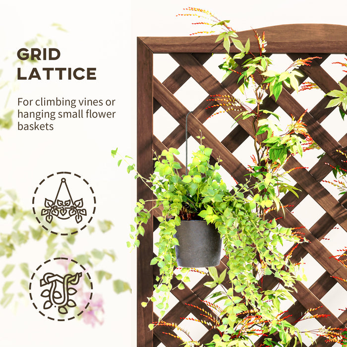53L Wooden Garden Planter Box with Trellis for Climbing Plants Dark Brown by Outsunny
