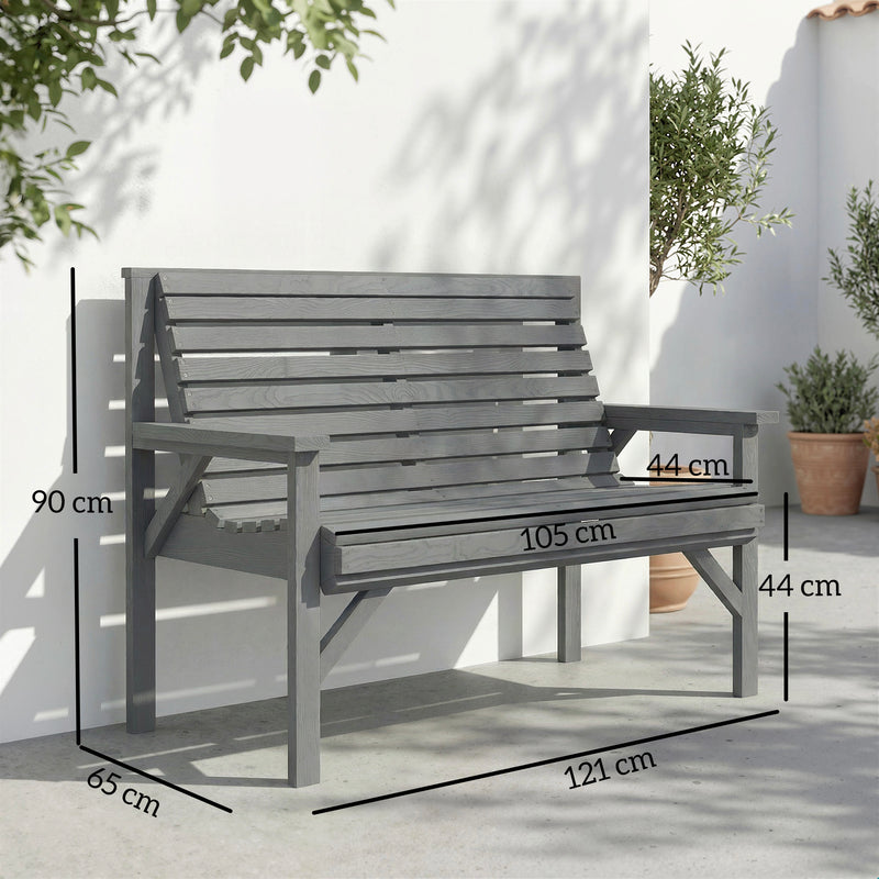 Garden Bench for Two with Curved Seat and Weather Resistant Finish Grey