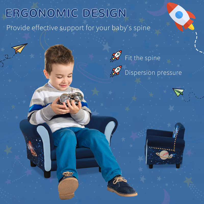 Kids Mini Armchair Sofa With Soft Cushion and Armrests Ideal for Reading or Relaxing, Blue