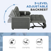 Charcoal Grey 2 Seater Linen Look Sofa Bed Space Saving Design by HOMCOM