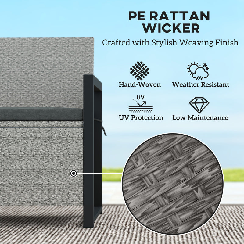 Grey 151.5L Garden Storage Bench with Cushion Weatherproof Seat by Outsunny