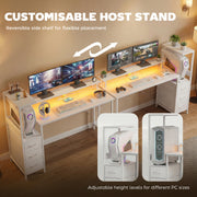 Computer Desk with Monitor Stand and Built-In Charging Hub for Home Office or Gaming White AOSOM