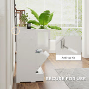 Dog Feeding Station with Raised Bowls Storage Cabinets and Hooks for Food and Supplies