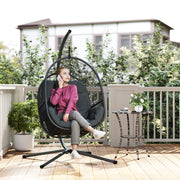 Dark Grey Hanging Egg Chair with Stand and Cushions for Garden or Indoor Use by Outsunny