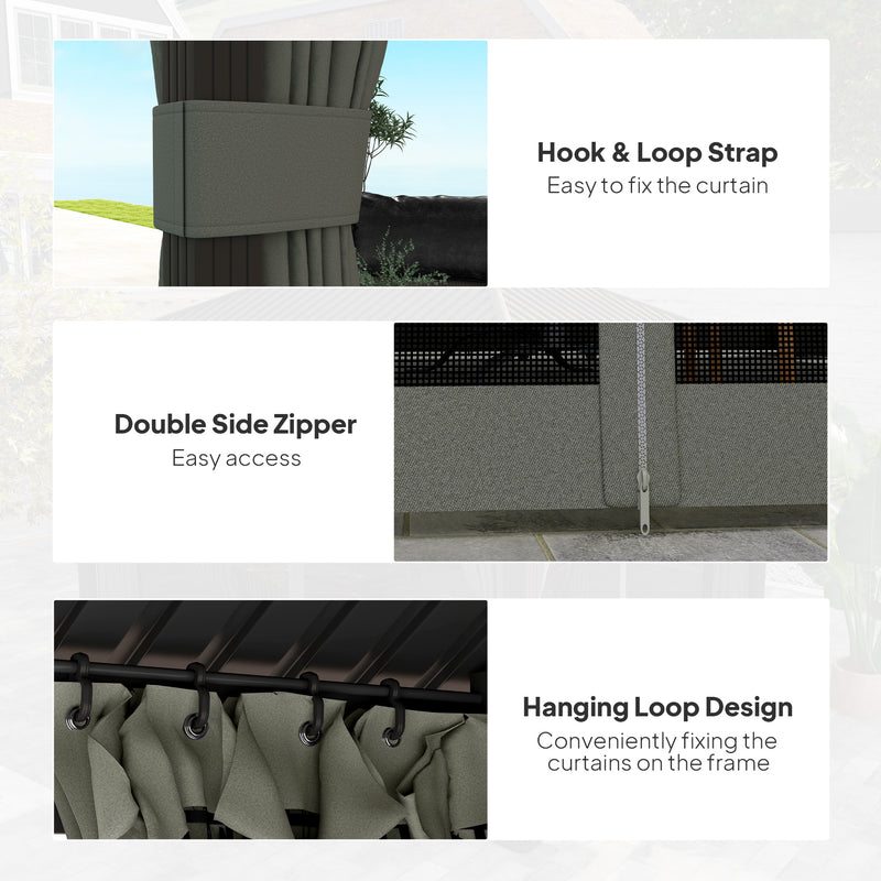 3.6 x 3m Aluminium Hardtop Gazebo with Accessories for Garden and Patio by Outsunny