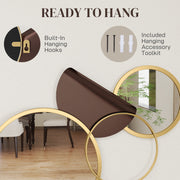 Gold Metal Wall Art Decorative Mirror for Living Room Bedroom or Dining Room