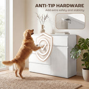 Sideboard with Adjustable Shelf and Soft Close Door for Organised Storage White AOSOM
