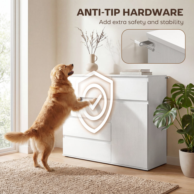 Sideboard with Adjustable Shelf and Soft Close Door for Organised Storage White AOSOM