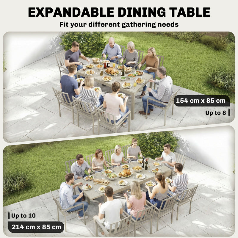 Extendable Outdoor Dining Table for Flexible Garden Entertaining Light Grey Wood Effect Outsunny