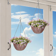 Artificial Hanging Flower Baskets Set of 2 with 75 Leaves for Home or Office Purple