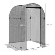 Steel Garden Fruit Cage with Zipped Door for Plant Protection 1.2 x 1.2 x 1.9m Black AOSOM