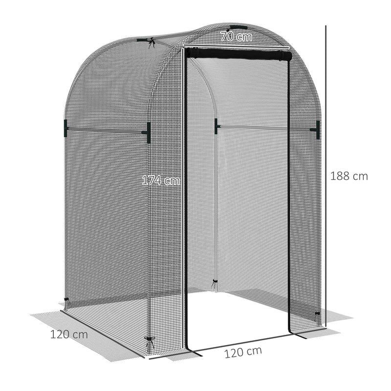 Steel Garden Fruit Cage with Zipped Door for Plant Protection 1.2 x 1.2 x 1.9m Black AOSOM