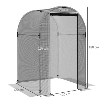 Steel Garden Fruit Cage with Zipped Door for Plant Protection 1.2 x 1.2 x 1.9m Black AOSOM