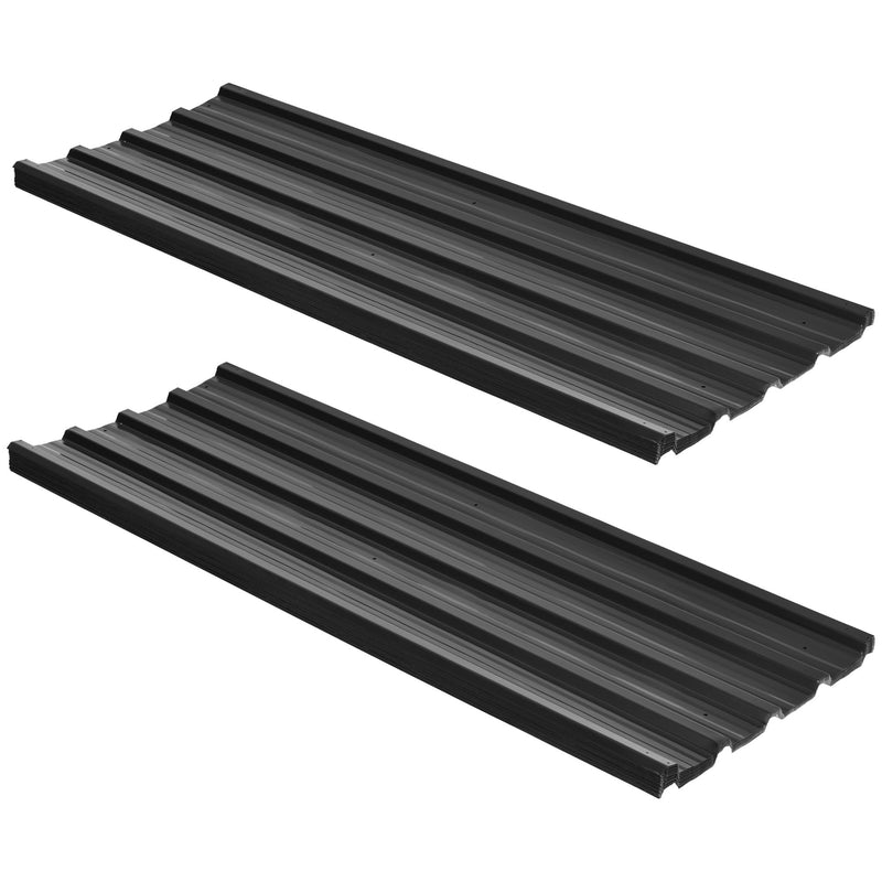 Pack of 24 Galvanised Metal Roofing Sheets for Greenhouse Garage Shed Carport 129 x 45cm Dark Grey by Outsunny