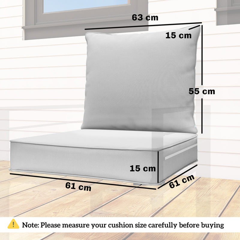 Chair Cushion Set for Indoor or Outdoor Comfort with Removable Covers Light Grey AOSOM