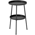 Small Two Tier Garden Side Table for Balconies and Patios with Adjustable Feet Black Outsunny