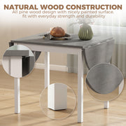 Folding Dining Table for Small Spaces with Drop-Leaf Sides Seats 4 to 6 Grey White Homcom