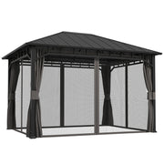 3 x 4m Hardtop Gazebo with Galvanised Steel Roof and Curtains for Patio and Garden by Outsunny