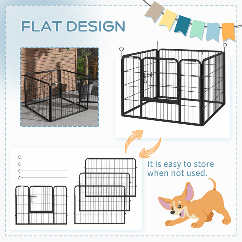 Heavy Duty Foldable Dog Playpen 4 Panel Puppy Exercise Pen for Indoor and Outdoor Use Grey