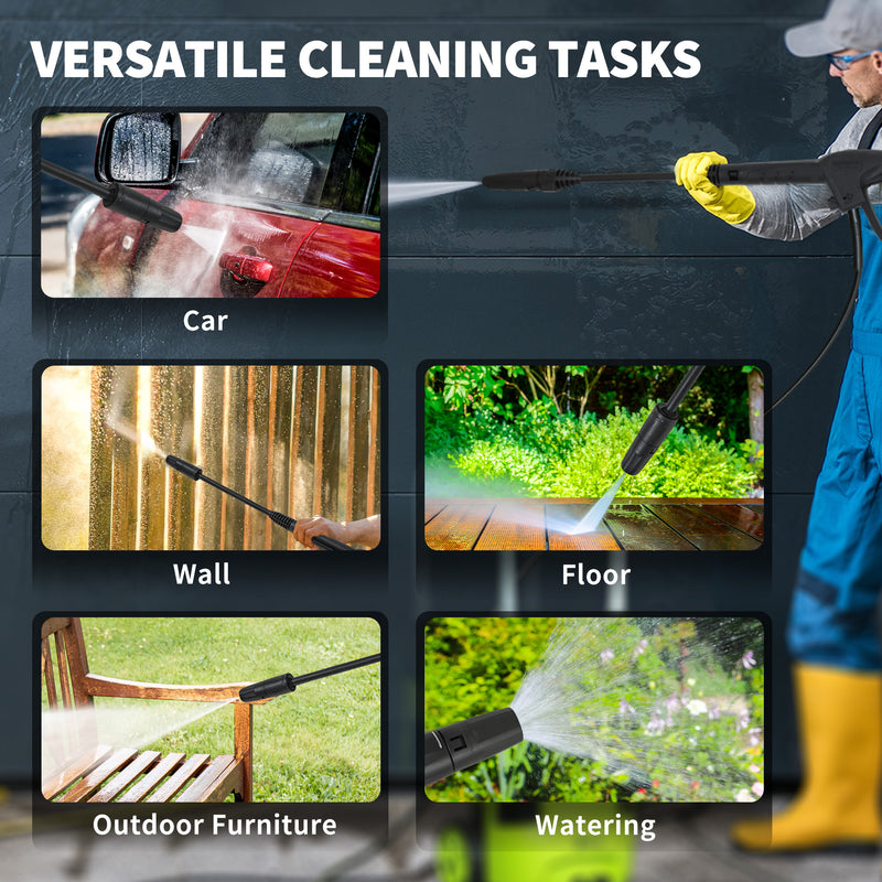 Pressure Washer for Patios Cars and Garden Furniture with Adjustable Nozzle Blue Black AOSOM