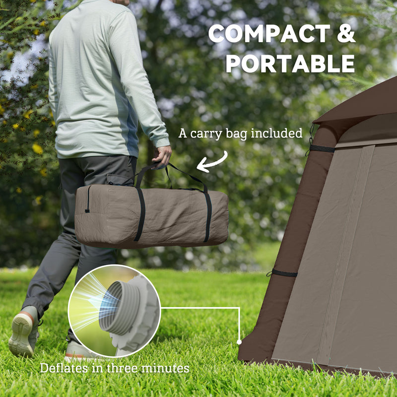 Inflatable 2 Person Camping Tent Quick Setup Waterproof Shelter with Mesh Screens Khaki
