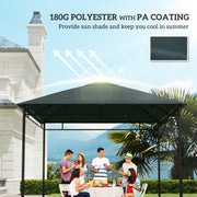 3 x 3 m Garden Gazebo Canopy Top Cover with Drain Holes for Outdoor Use Grey AOSOM