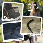 Pet Stroller for Small Dogs or Cats with Foldable Frame and Secure Leash Black AOSOM