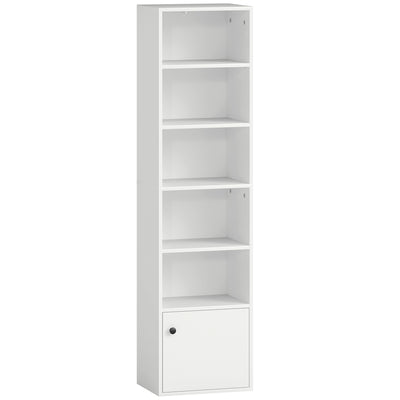 6 Tier Tall Bookcase Shelving Unit For Home Office Storage Display, White AOSOM
