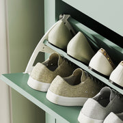 Green Modern Shoe Cabinet with Two Drawers for Hallway Storage