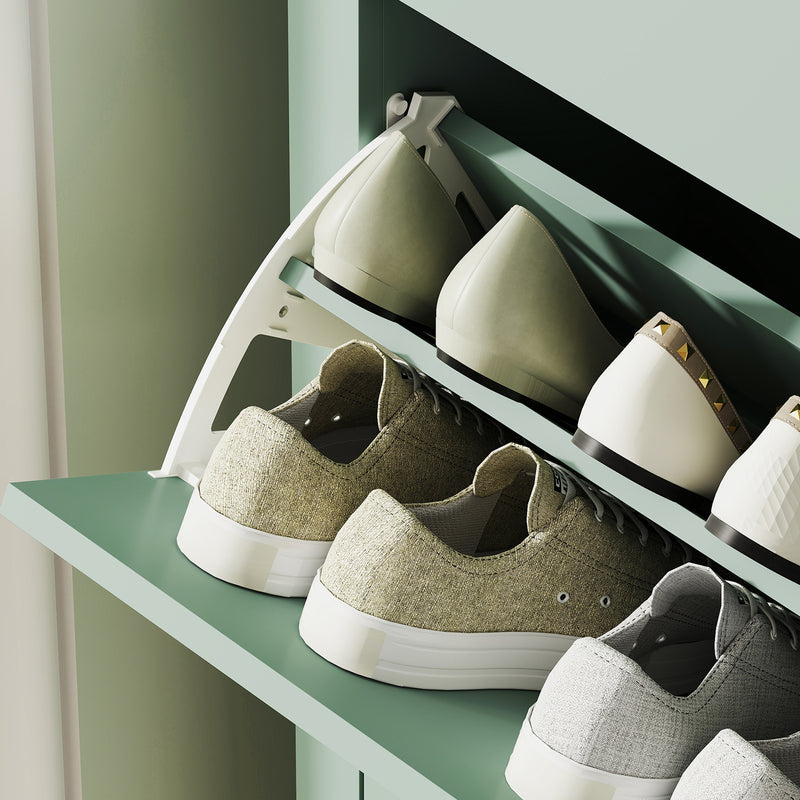 Green Modern Shoe Cabinet with Two Drawers for Hallway Storage