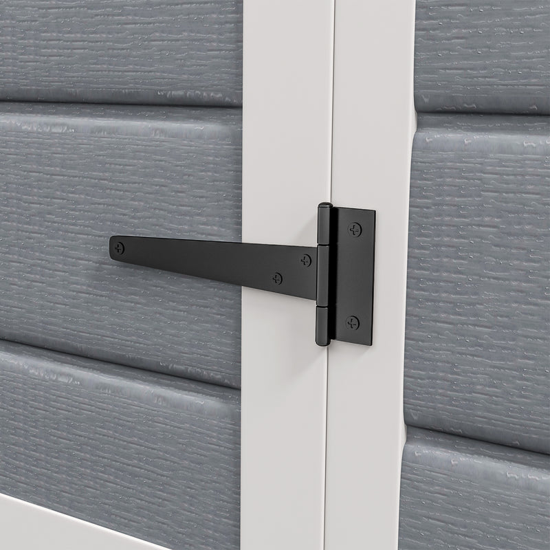 Grey 6x4.5ft Garden Storage Shed With Window Double Doors and Lockable Design