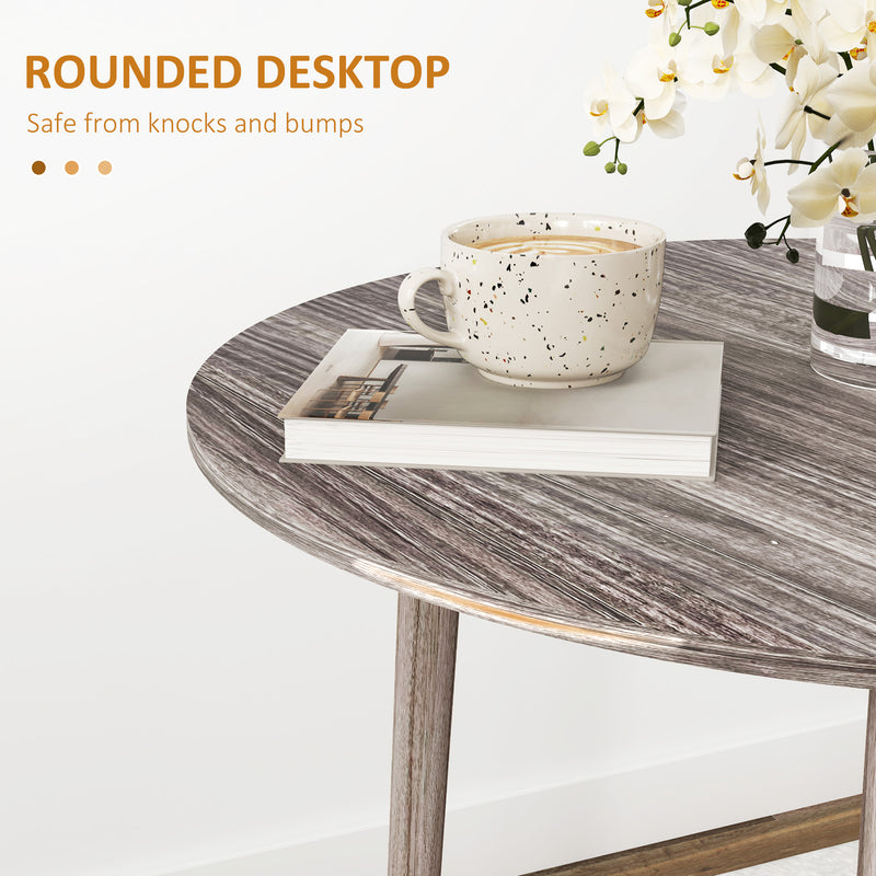Space Saving Round Drop Leaf Dining Table for 4 with Wood Legs for Small Kitchens Grey