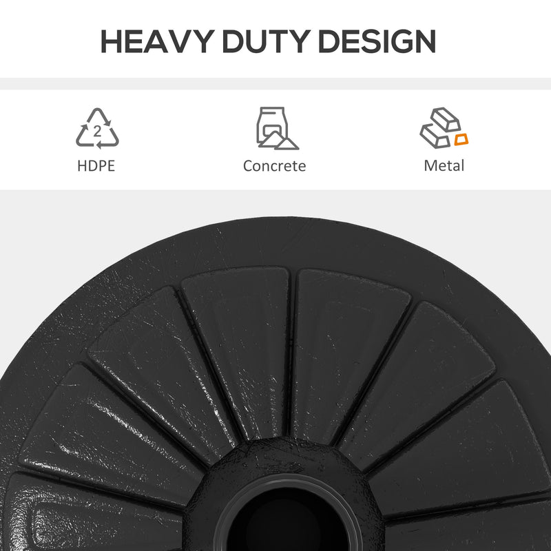13kg Weighted Patio Umbrella Stand for Stable Garden Shade, Fits 38-48mm Poles, Black Outsunny