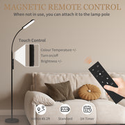 Black LED Floor Lamp With Remote Touch Control and Adjustable Brightness For Living Room AOSOM