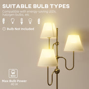 Tall 3 Light Floor Lamp With Foot Switch Ideal For Living Room Or Office Use, Grey