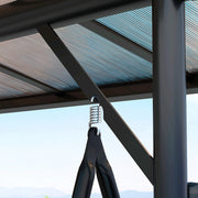 3 Seater Garden Swing Seat Bed with Adjustable Canopy and Cushion Dark Grey by Outsunny