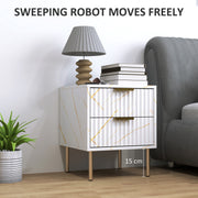 White Elegant 2 Drawer Bedside Table for Bedroom Storage by HOMCOM