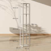 Tall LED Floor Lamp with Shelves and Remote Control for Living Room or Bedroom Oak