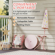 Kids Garden Table and Chair Set with Adjustable Parasol Rainbow Design 4pc Pink by AIYAPLAY Aiyaplay