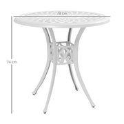 White Round Garden Dining Table 78 cm Cast Aluminium with Parasol Hole by Outsunny